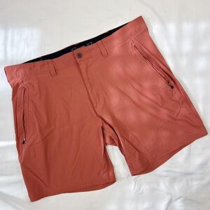 eddie bauer | size 40 | terracotta performance shorts w zip pockets, 8" inseam
